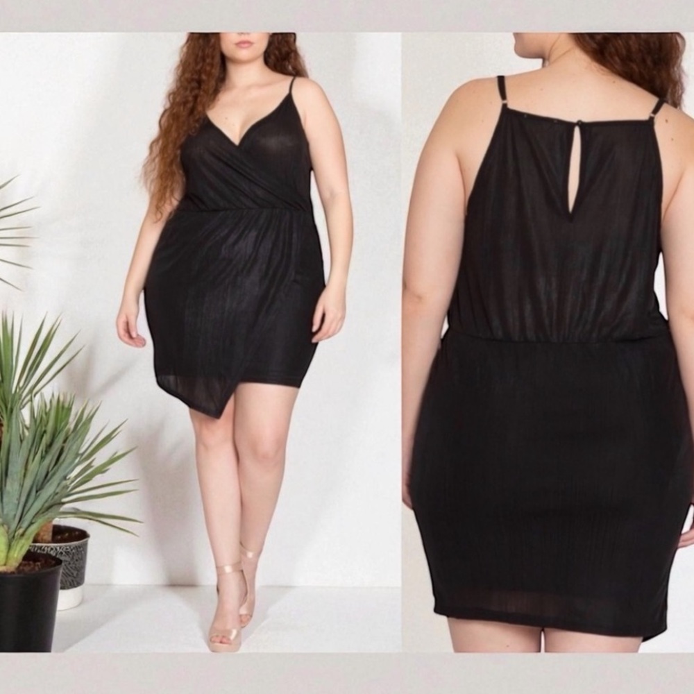 NEW•1X-2X•SUGARED
+ BRONZED MODERN LAYERED LITTLE BLACK DRESS - Picture 4 of 16